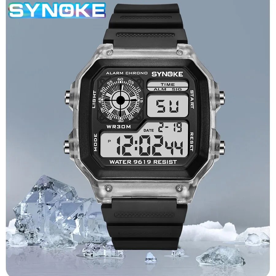 Outdoor Lighting Timer - SYNOKE-Digital relógios para homens, luminoso, multifunções,
