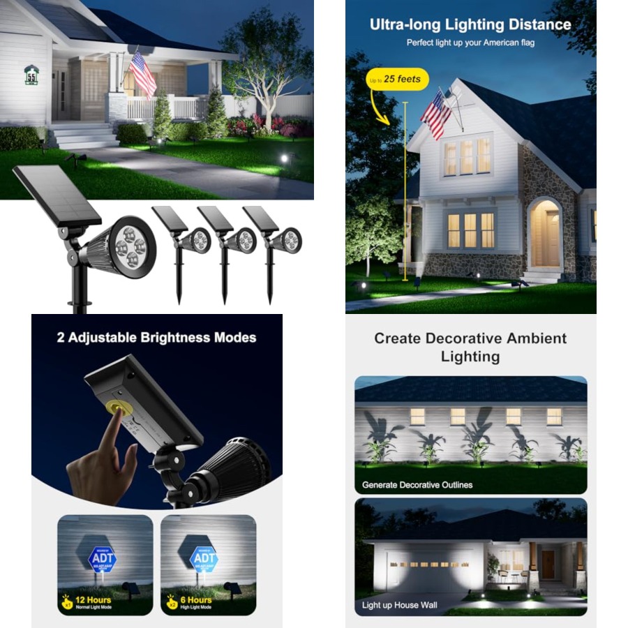 Outdoor Lighting Spotlight - Refletores Solares Externos à Prova d'Água
