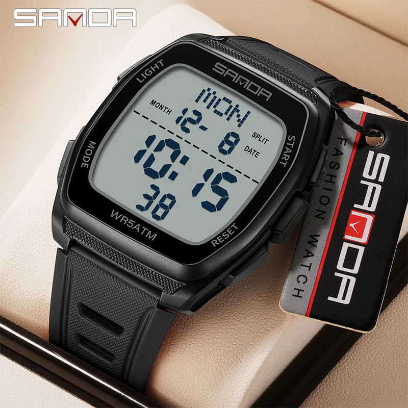 Outdoor Lighting Timer - Relógio Eletrônico Masculino SANDA Novo Multifuncional