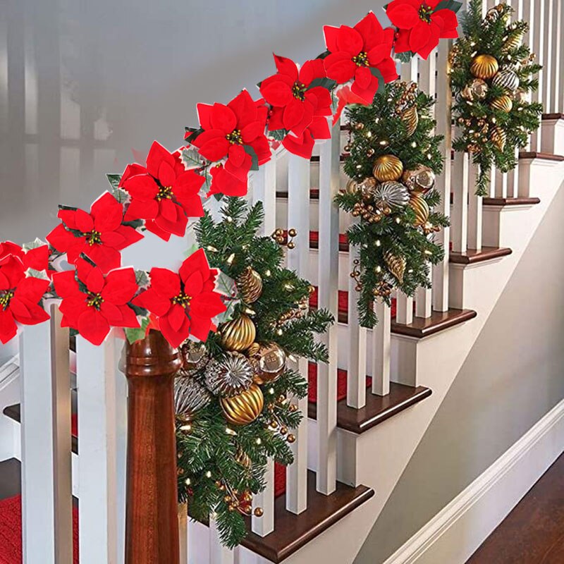 2/3m Natal Poinsétia Flor Garl - Outdoor Lighting Xmas avaliação e preço