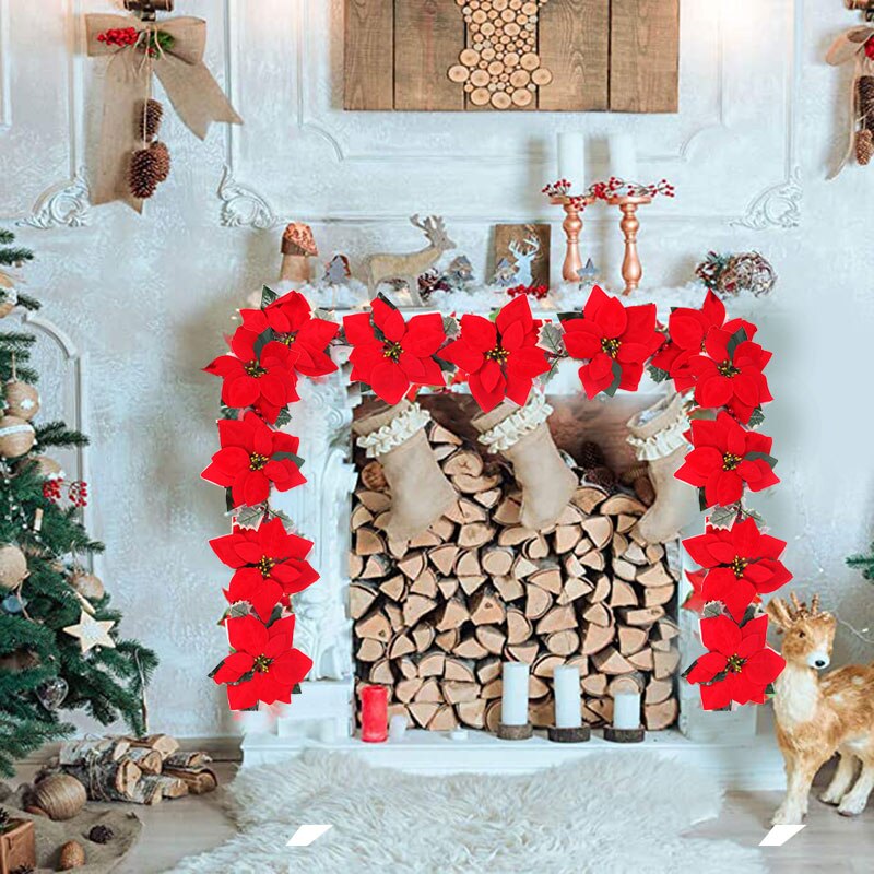 2/3m Natal Poinsétia Flor Garl - Outdoor Lighting Xmas avaliação e preço