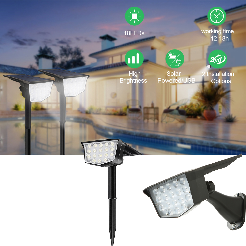 2 Peças de Luzes Solares Exter - Outdoor Lighting Spotlight avaliação e preço